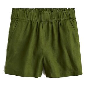 🌿 J.Crew Green Linen Pull-On Shorts – EUC – Elastic Waist – Size XS/S 🌿